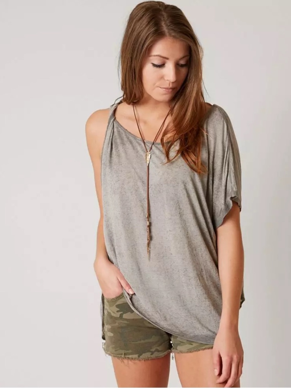 Free People One Shoulder Tee -Worn one time for a boutique photo